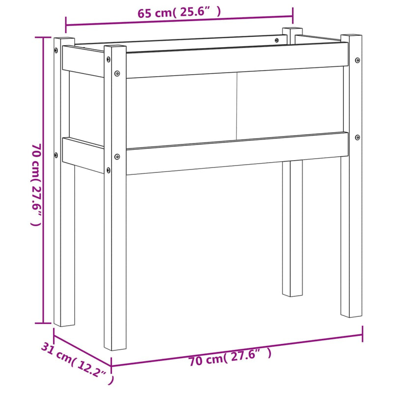 vidaXL viaszbarna tömör fenyőfa kerti virágláda 70 x 31 x 70 cm