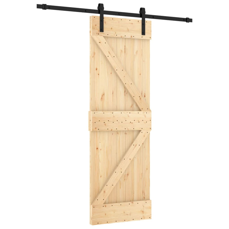 vidaXL tömör fenyőfa tolóajtó fémszerelék szettel 70 x 210 cm
