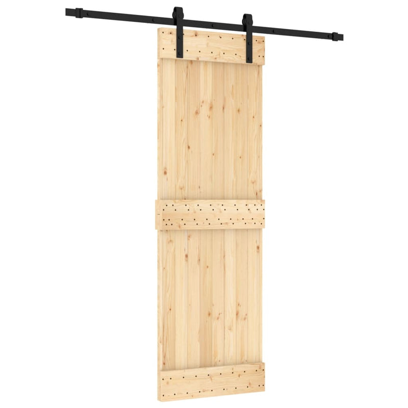 vidaXL tömör fenyőfa tolóajtó fémszerelék szettel 70 x 210 cm