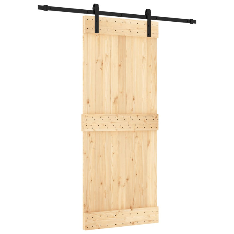 vidaXL tömör fenyőfa tolóajtó fémszerelék szettel 85x210 cm