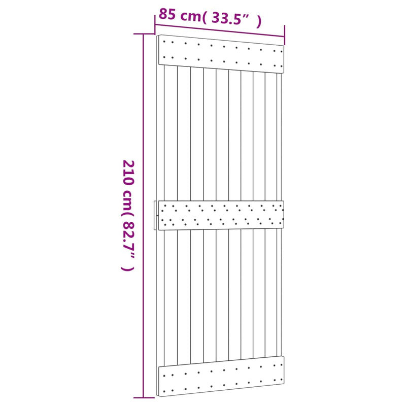 vidaXL tömör fenyőfa tolóajtó fémszerelék szettel 85x210 cm