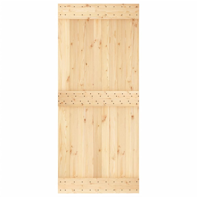 vidaXL tömör fenyőfa tolóajtó fémszerelék szettel 90 x 210 cm