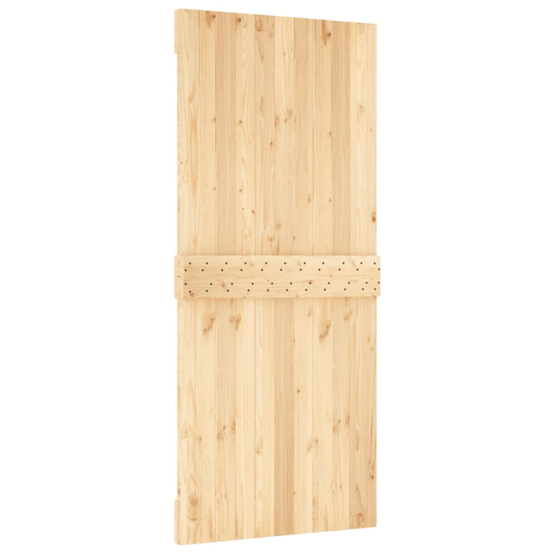 vidaXL tömör fenyőfa tolóajtó fémszerelék szettel 90 x 210 cm