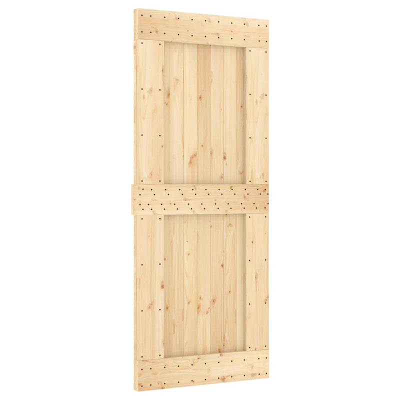 vidaXL tömör fenyőfa tolóajtó fémszerelék szettel 85x210 cm