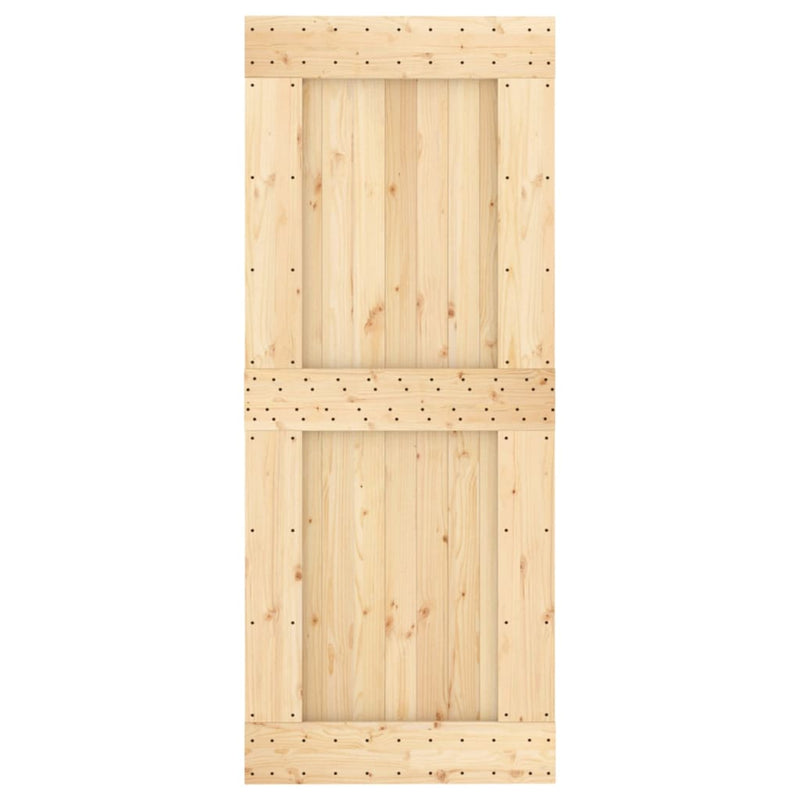 vidaXL tömör fenyőfa tolóajtó fémszerelék szettel 85x210 cm