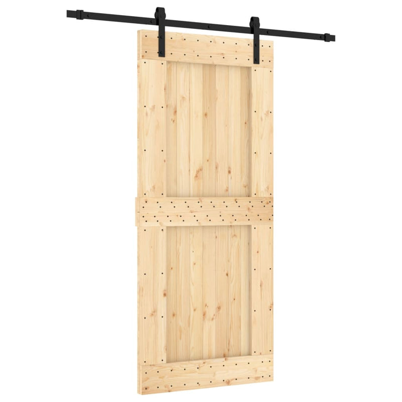 vidaXL tömör fenyőfa tolóajtó fémszerelék szettel 90 x 210 cm