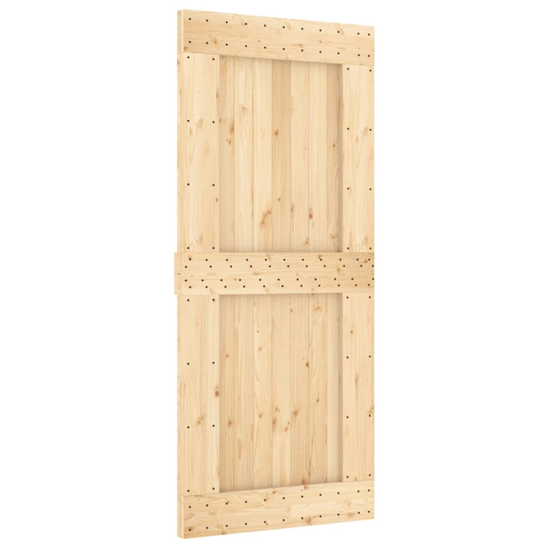 vidaXL tömör fenyőfa tolóajtó fémszerelék szettel 90 x 210 cm