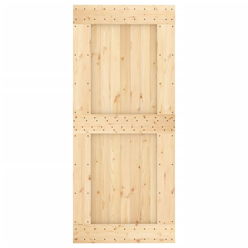 vidaXL tömör fenyőfa tolóajtó fémszerelék szettel 90 x 210 cm