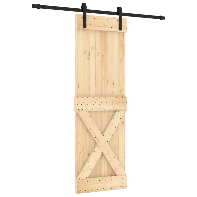 vidaXL tömör fenyőfa tolóajtó fémszerelék szettel 70 x 210 cm