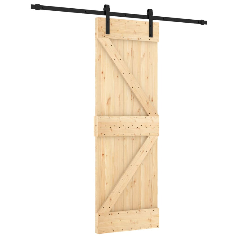 vidaXL tömör fenyőfa tolóajtó fémszerelék szettel 70 x 210 cm