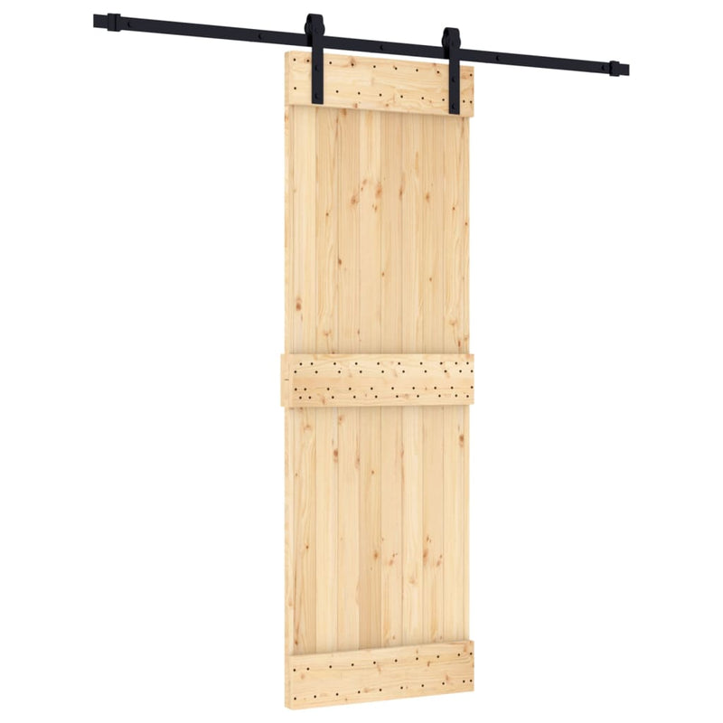 vidaXL tömör fenyőfa tolóajtó fémszerelék szettel 70 x 210 cm