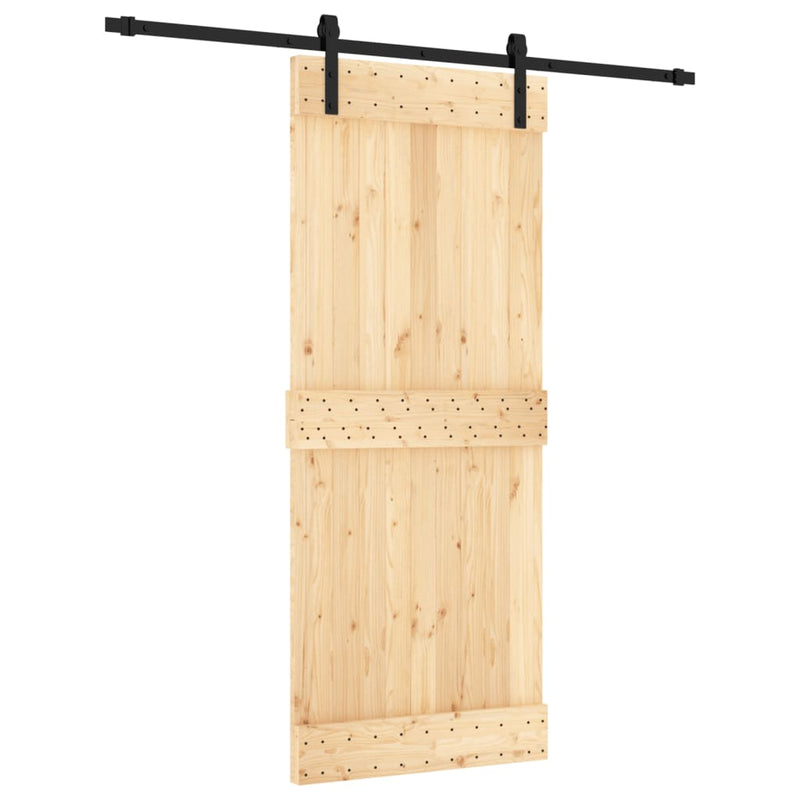 vidaXL tömör fenyőfa tolóajtó fémszerelék szettel 85x210 cm