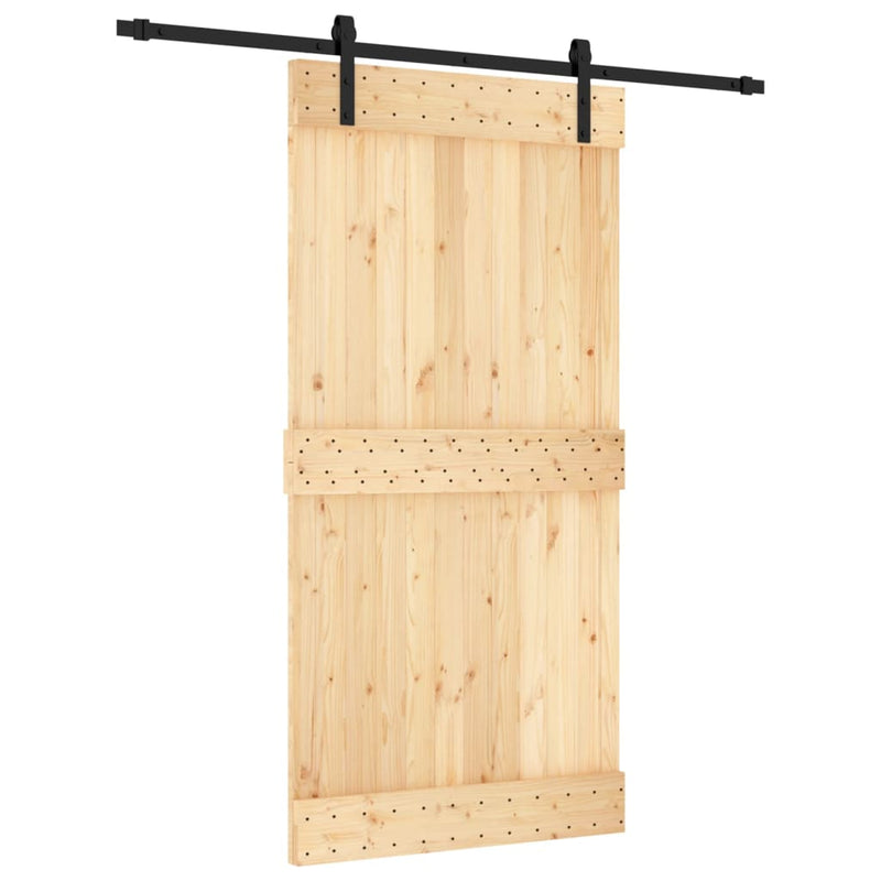 vidaXL tömör fenyőfa tolóajtó fémszerelékszettel 100 x 210 cm