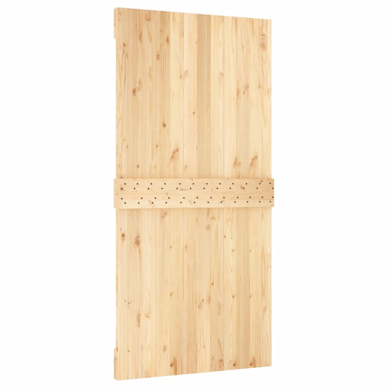 vidaXL tömör fenyőfa tolóajtó fémszerelékszettel 100 x 210 cm