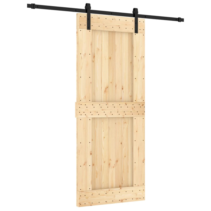 vidaXL tömör fenyőfa tolóajtó fémszerelékszettel 85x210 cm