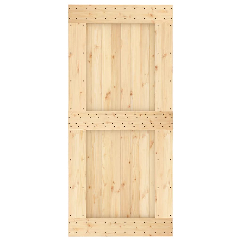 vidaXL tömör fenyőfa tolóajtó fémszerelékszettel 95 x 210 cm