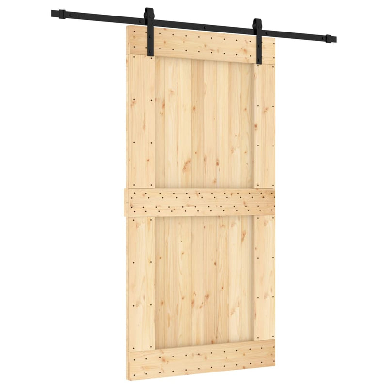vidaXL tömör fenyőfa tolóajtó fémszerelékszettel 100 x 210 cm