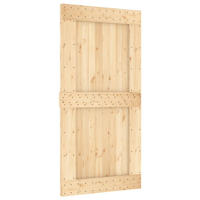 vidaXL tömör fenyőfa tolóajtó fémszerelékszettel 100 x 210 cm