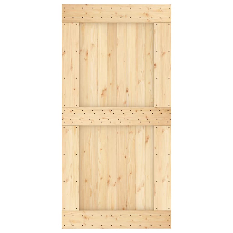 vidaXL tömör fenyőfa tolóajtó fémszerelékszettel 100 x 210 cm