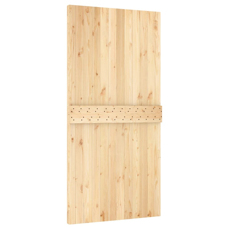 vidaXL tömör fenyőfa tolóajtó fémszerelékszettel 100 x 210 cm