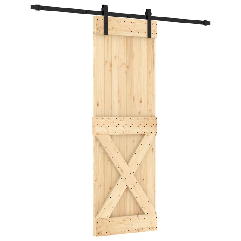 vidaXL tömör fenyőfa tolóajtó fémszerelék szettel 70 x 210 cm