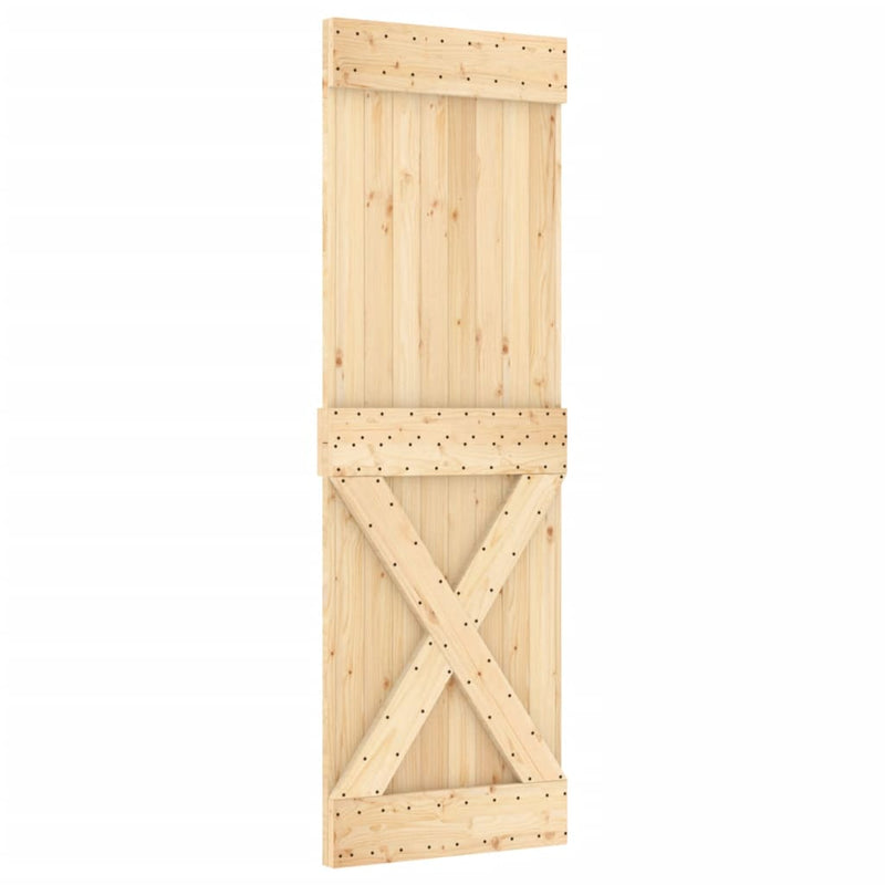 vidaXL tömör fenyőfa tolóajtó fémszerelék szettel 70 x 210 cm