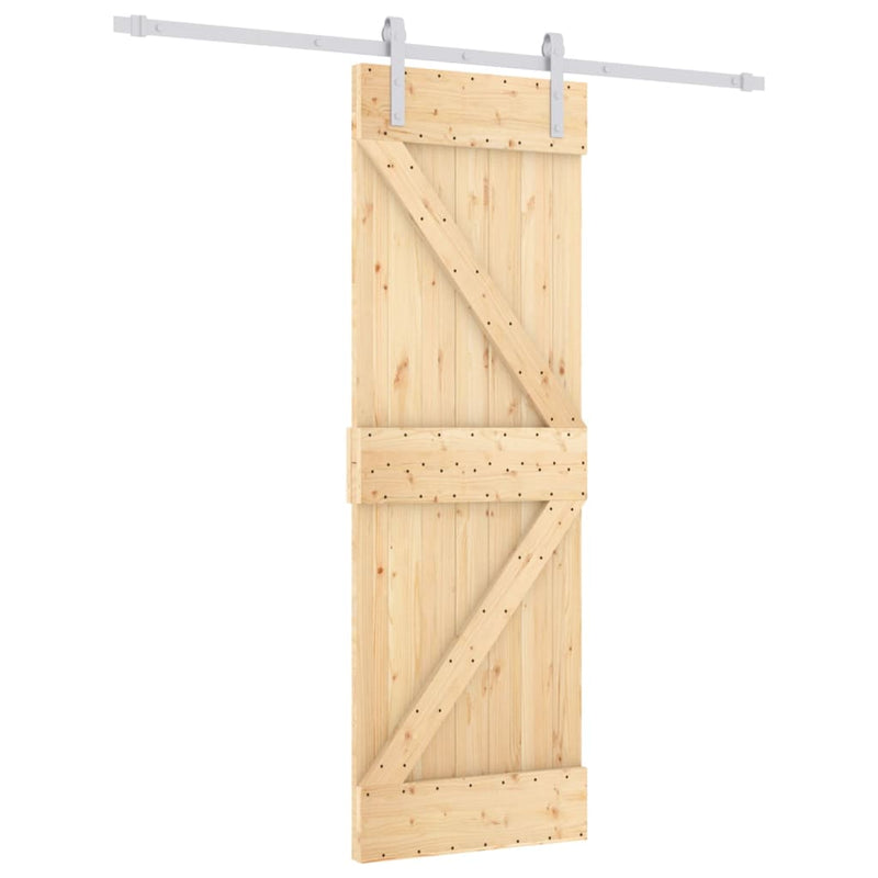 vidaXL tömör fenyőfa tolóajtó fémszerelékszettel 70 x 210 cm