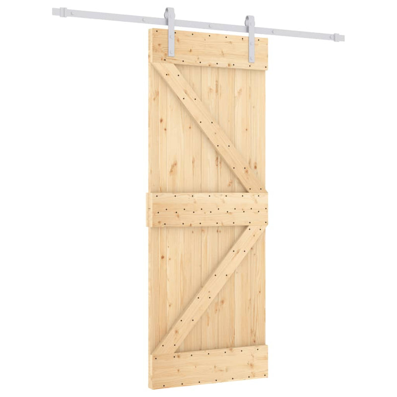 vidaXL tömör fenyőfa tolóajtó fémszerelék szettel 80 x 210 cm