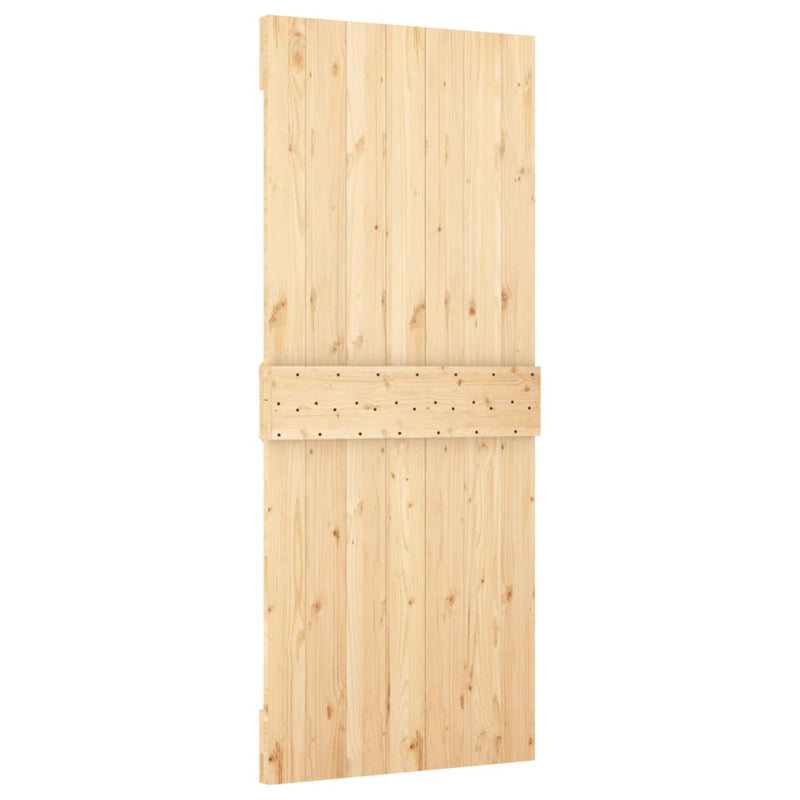 vidaXL tömör fenyőfa tolóajtó fémszerelék szettel 90 x 210 cm