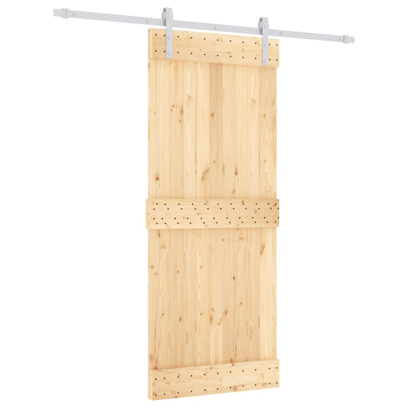 vidaXL tömör fenyőfa tolóajtó fémszerelék szettel 85x210 cm