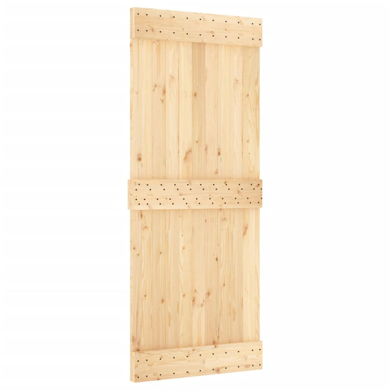 vidaXL tömör fenyőfa tolóajtó fémszerelék szettel 85x210 cm