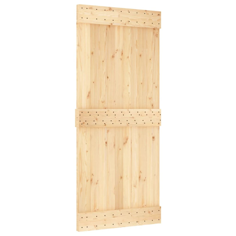 vidaXL tömör fenyőfa tolóajtó fémszerelék szettel 90 x 210 cm