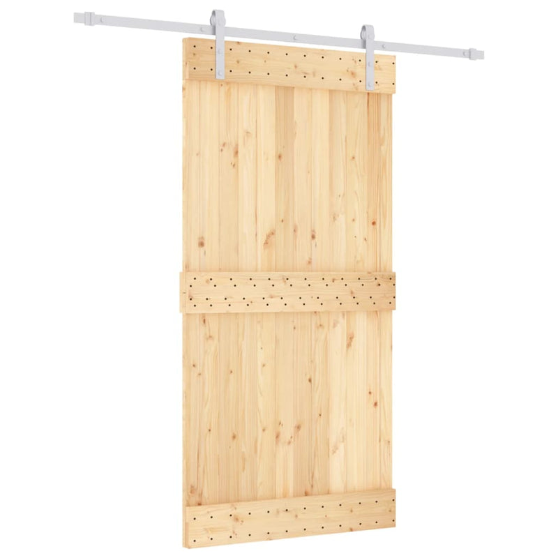 vidaXL tömör fenyőfa tolóajtó fémszerelék szettel 100 x 210 cm