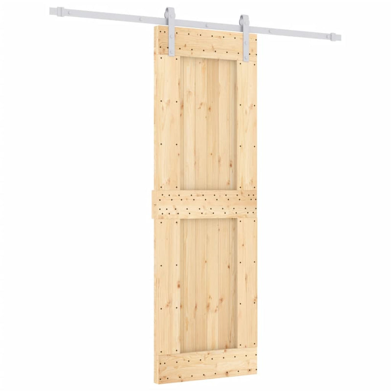 vidaXL tömör fenyőfa tolóajtó fémszerelék szettel 70 x 210 cm