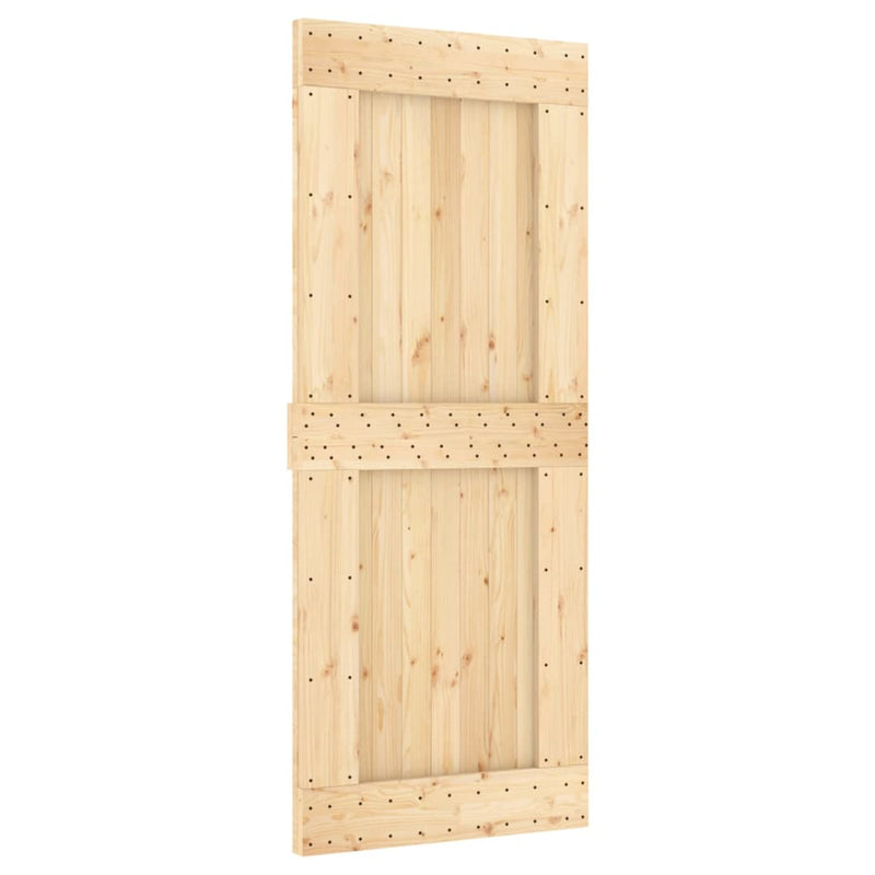 vidaXL tömör fenyőfa tolóajtó fémszerelék szettel 85x210 cm