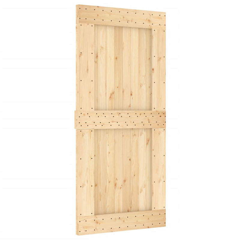 vidaXL tömör fenyőfa tolóajtó fémszerelék szettel 95 x 210 cm