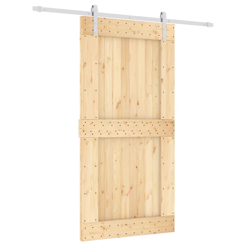 vidaXL tömör fenyőfa tolóajtó fémszerelék szettel 100 x 210 cm