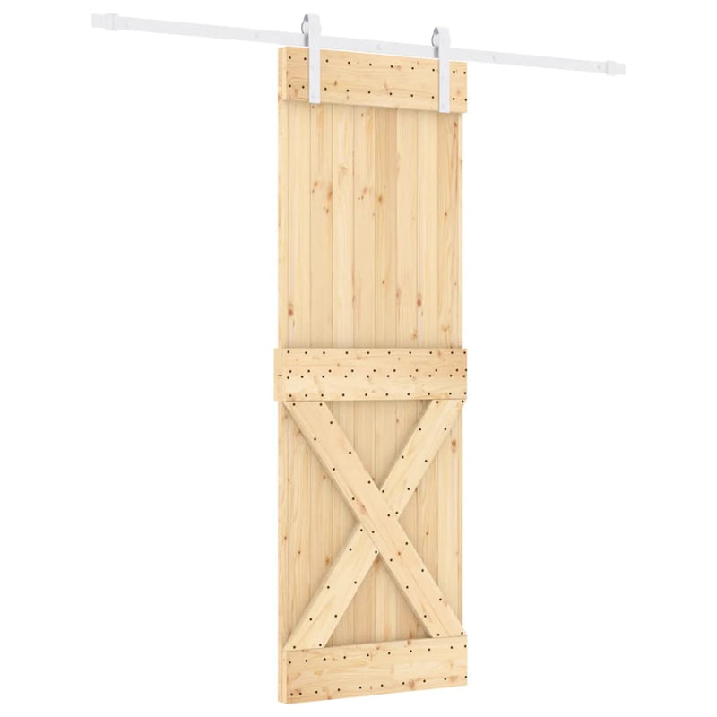 vidaXL tömör fenyőfa tolóajtó fémszerelék szettel 70 x 210 cm