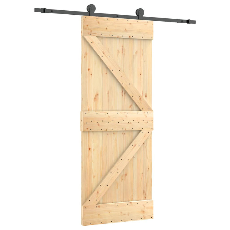 vidaXL tömör fenyőfa tolóajtó fémszerelékszettel 70 x 210 cm