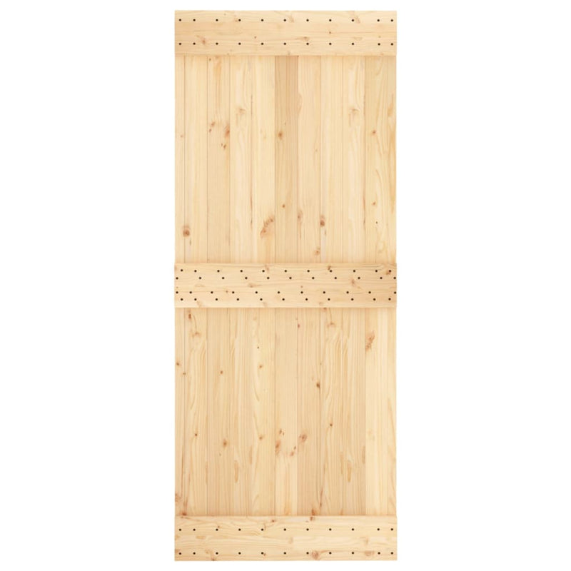 vidaXL tömör fenyőfa tolóajtó fémszerelékszettel 85x210 cm