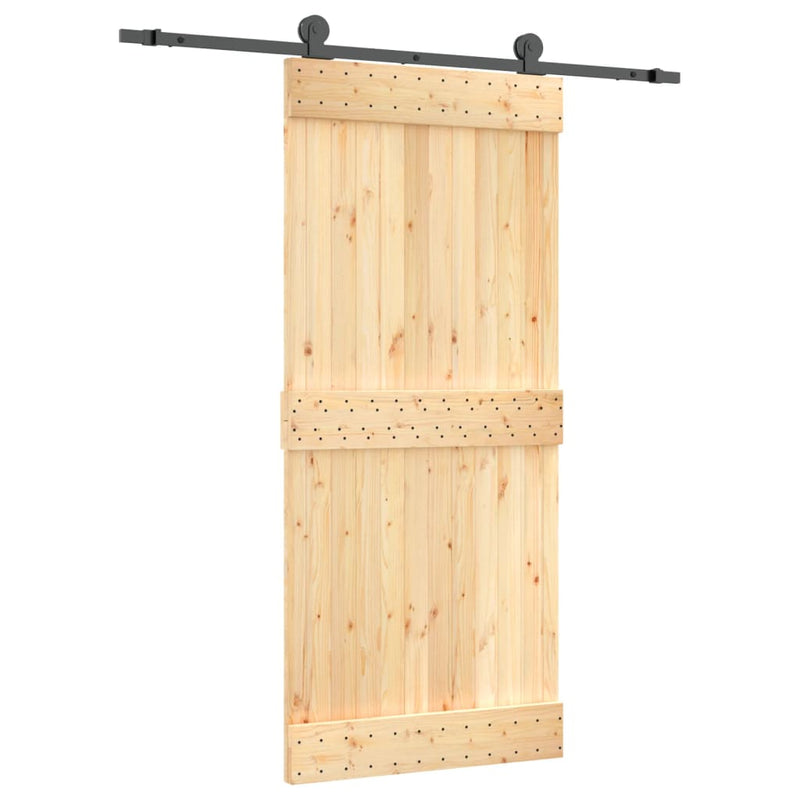 vidaXL tömör fenyőfa tolóajtó fémszerelék szettel 90 x 210 cm