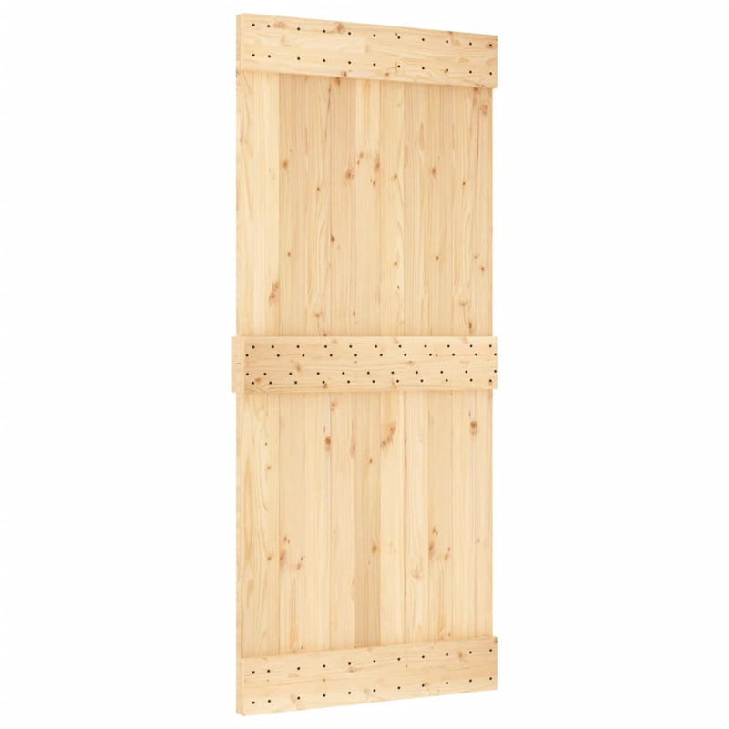 vidaXL tömör fenyőfa tolóajtó fémszerelék szettel 90 x 210 cm