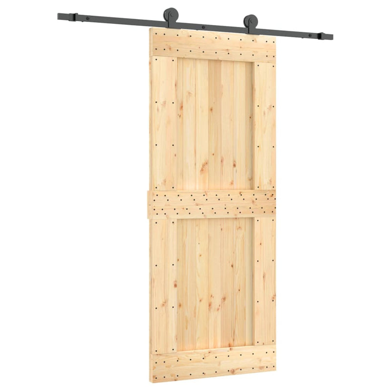 vidaXL tömör fenyőfa tolóajtó fémszerelékszettel 85x210 cm