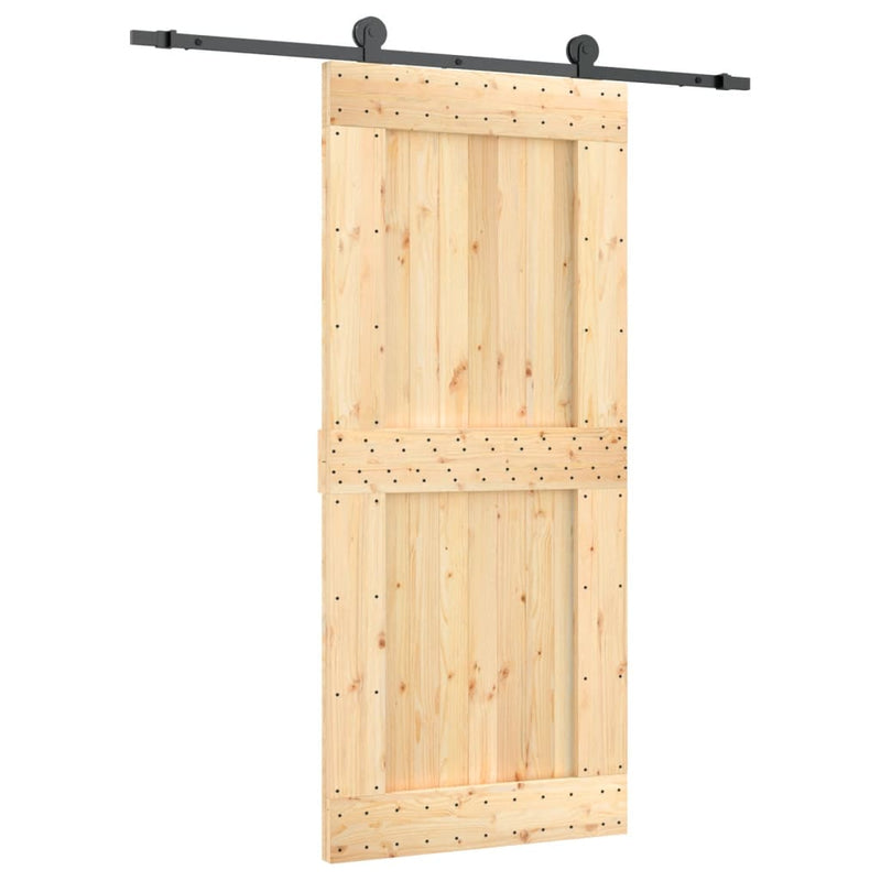 vidaXL tömör fenyőfa tolóajtó fémszerelékszettel 90 x 210 cm