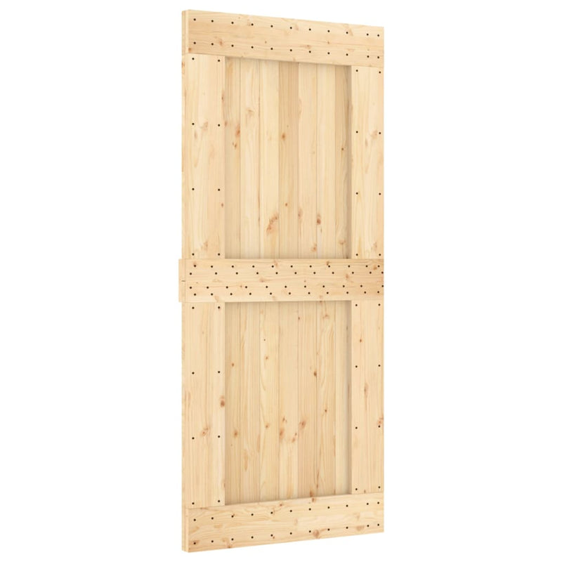 vidaXL tömör fenyőfa tolóajtó fémszerelékszettel 90 x 210 cm