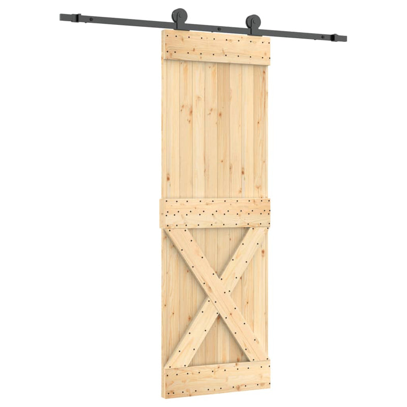 vidaXL tömör fenyőfa tolóajtó fémszerelékszettel 70 x 210 cm
