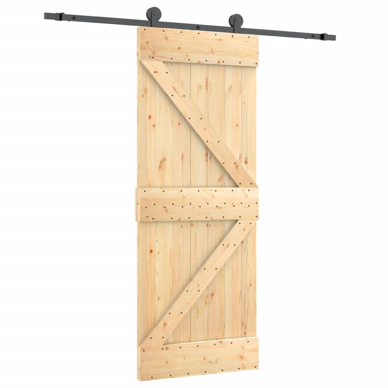 vidaXL tömör fenyőfa tolóajtó fémszerelékszettel 70 x 210 cm