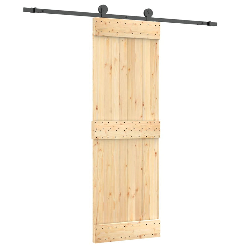 vidaXL tömör fenyőfa tolóajtó fémszerelékszettel 70 x 210 cm
