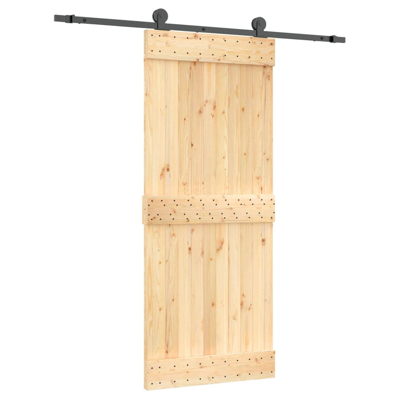 vidaXL tömör fenyőfa tolóajtó fémszerelékszettel 85x210 cm