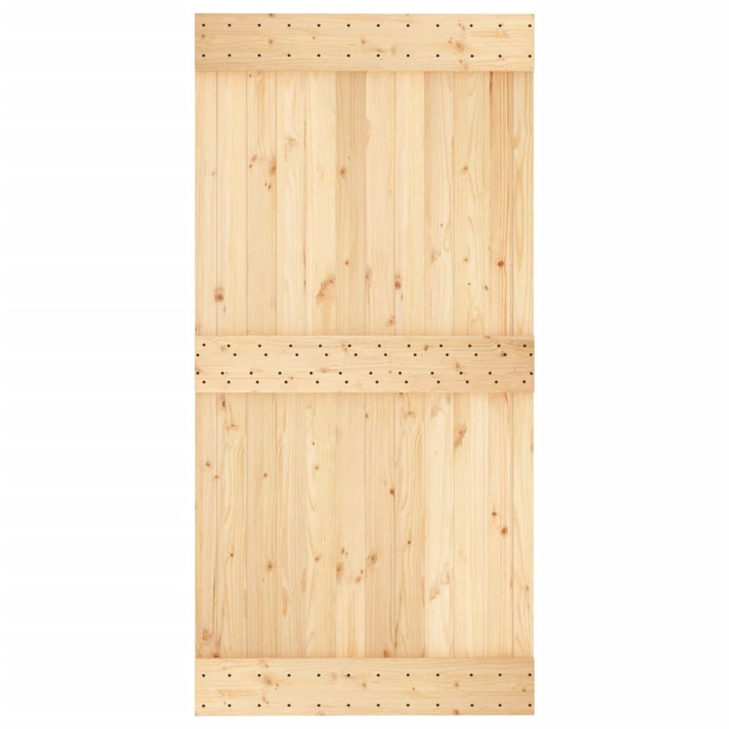 vidaXL tömör fenyőfa tolóajtó fémszerelékszettel 100 x 210 cm